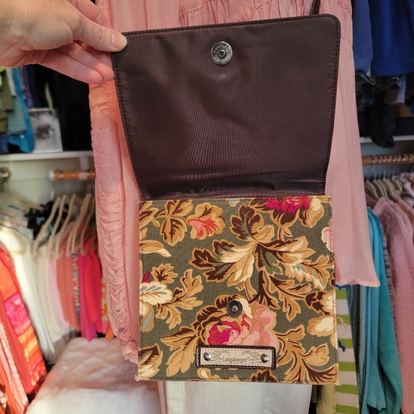 LONGABERGER ♡ Beautiful Vintage Multi Floral Brown Homestead Adj Crossbody Purse - Picture 8 of 17